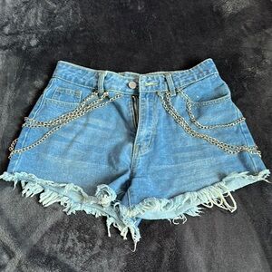 SHEIN Blue Jean Shorts Distressed Cut-Off Style